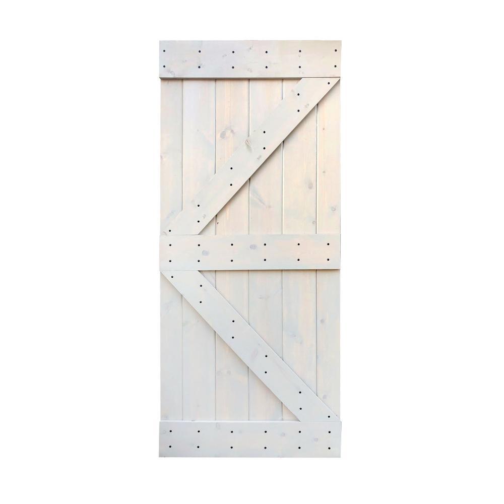 36 in x 84 in K Series DIY Dark Walnut Finished Knotty Pine Wood Barn Door Slab - Super Arbor