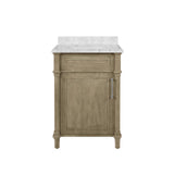 Aberdeen 24 in. W x 20 in. D Bath Vanity in White with Carrara Marble Top with White Sink - Super Arbor