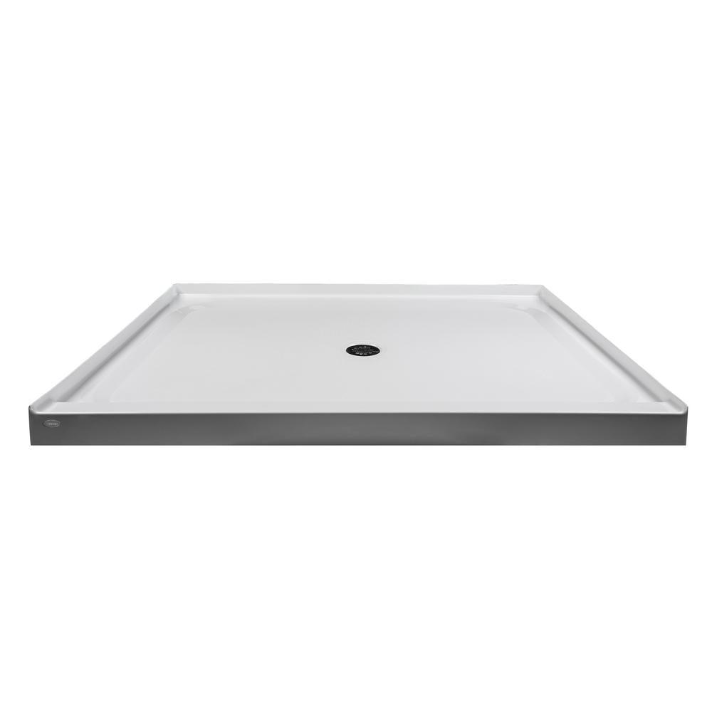 60 in. x 48 in. Center Drain 3.19 in. Shower Base in White - Super Arbor