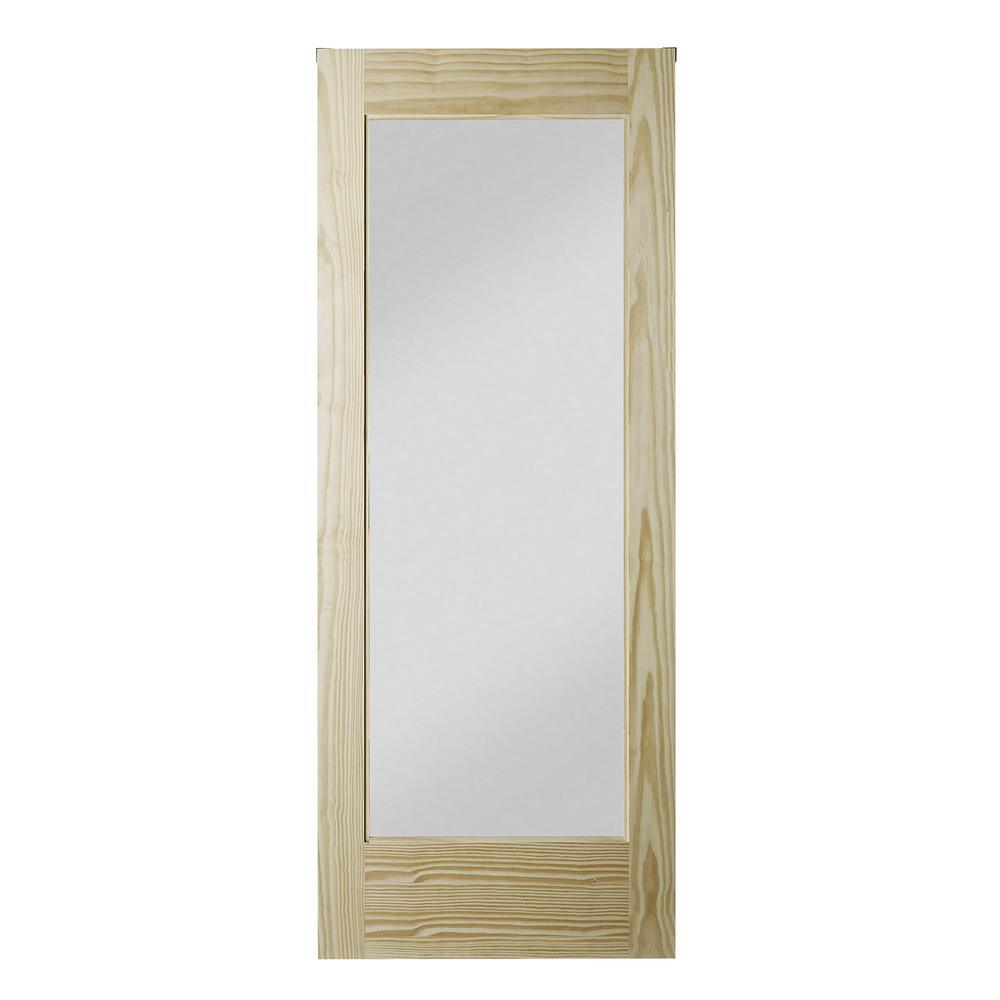33 in. x 84 in. Unfinished Clear Pine 1-Lite Interior Barn Door Slab - Super Arbor