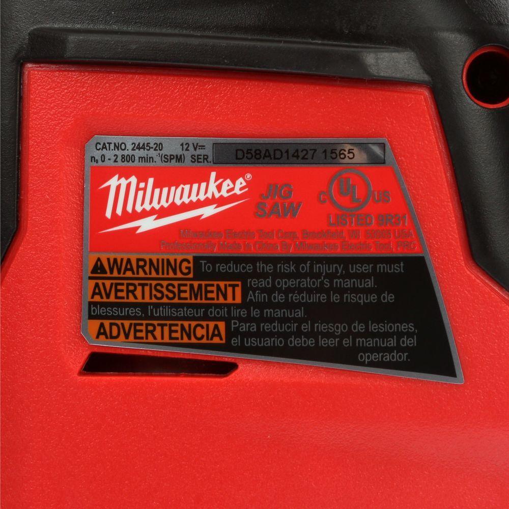 M12 12-Volt Lithium-Ion Cordless Jig Saw W/ Free M12 2.0Ah Battery - Super Arbor