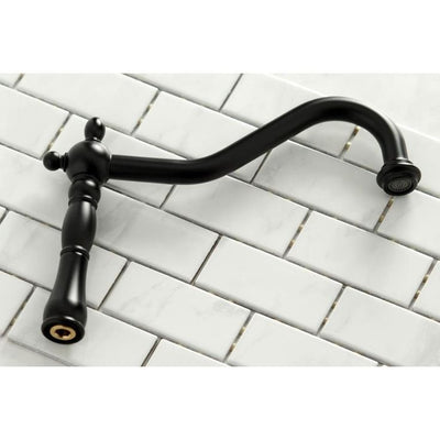 Kingston Brass Heritage Matte Black 2-Handle Deck-Mount Bridge Handle Kitchen Faucet