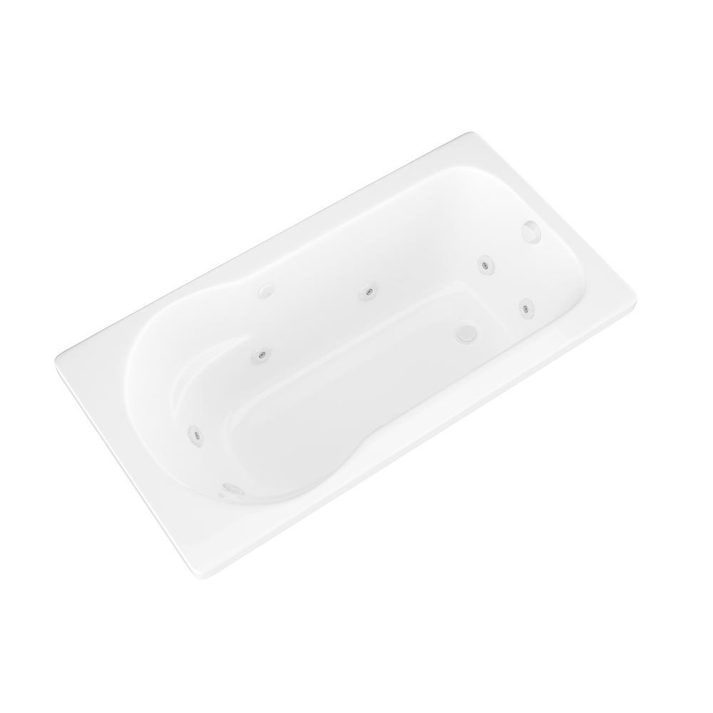 Zircon 5 ft. Right Drain Rectangular Drop-in Whirlpool Bathtub in White - Super Arbor