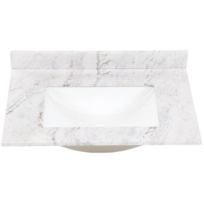 31 in. W x 22 in. D Stone Effect Vanity Top in Lunar with White Sink - Super Arbor