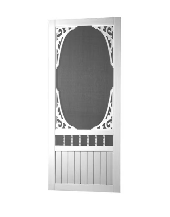 Screen Tight Springview 36-in x 80-in White Wood Hinged Screen Door