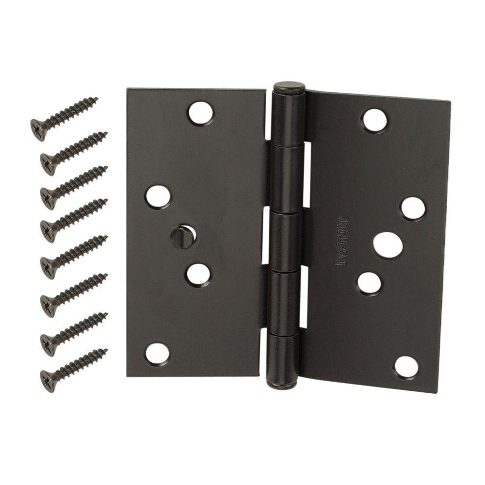 4 in. Satin Nickel Square Corner Security Door Hinges Value Pack (3-Pack) - Super Arbor