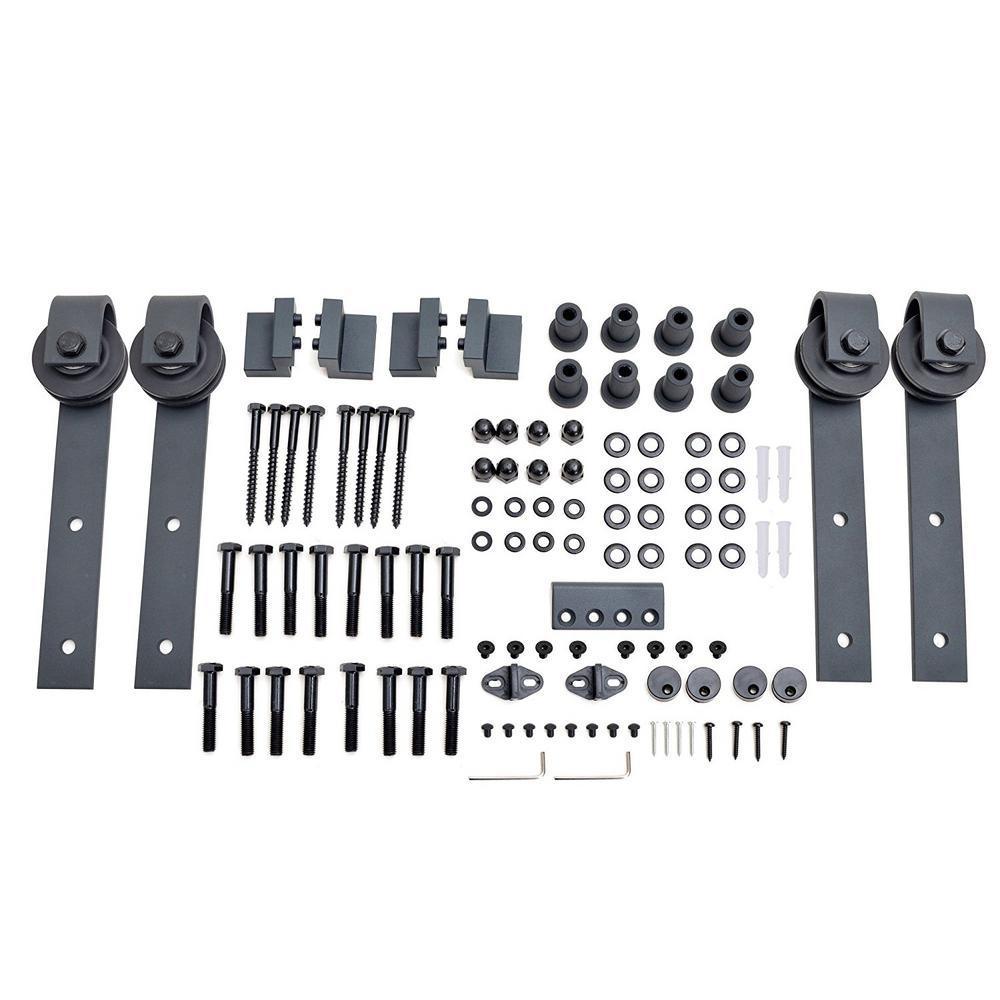 60 in. x 84 in. Unfinished Solid Core Knotty Pine Sliding Barn Door with Hardware Kit - Super Arbor