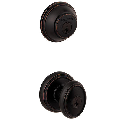 Prestige Carnaby Venetian Bronze Exterior Entry Knob and Single Cylinder Deadbolt Combo Pack Featuring SmartKey Security - Super Arbor