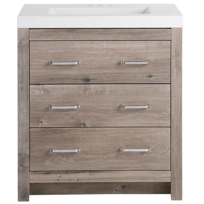 Woodbrook 31 in. W x 19 in. D Bath Vanity in White Washed Oak with Cultured Marble Vanity Top in White with White Sink