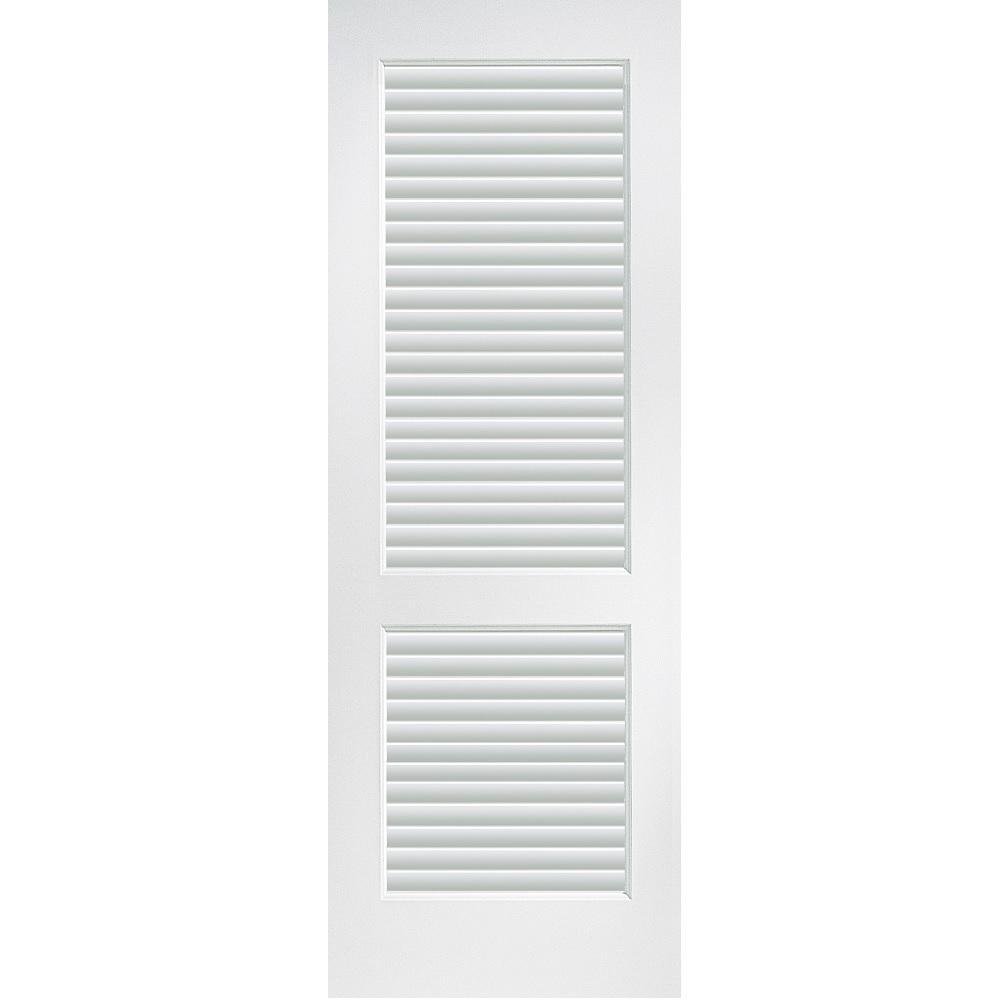 30 in. x 80 in. Primed Composite MDF Full Louver Over Louver Interior Door Slab - Super Arbor