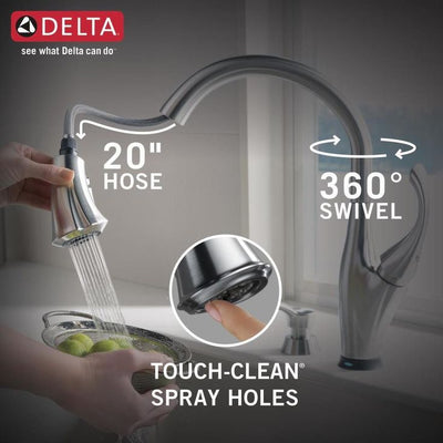 Delta Addison Touch2O Arctic Stainless 1-Handle Deck-Mount Pull-Down Touch Kitchen Faucet (Deck Plate Included)