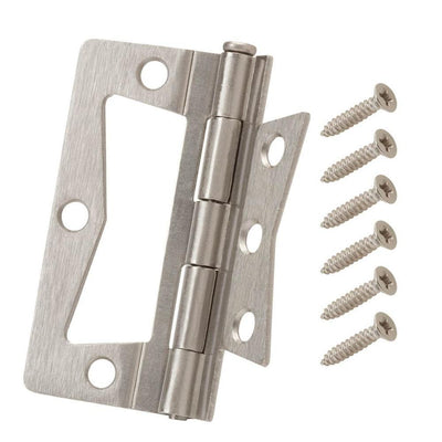 3 in. Satin Nickel Non-Mortise Hinges (2-Pack) - Super Arbor