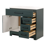 Style Selections Cauley 36-in Viridian Green Single Sink Bathroom Vanity with White Cultured Marble Top