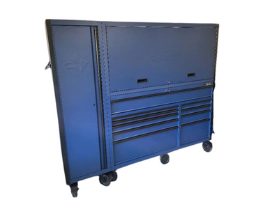 Husky 80 in. W x 24 in. D Heavy Duty 10-Drawers Garage Workcenter and Side Locker Tool Chest Combo in Matte Blue