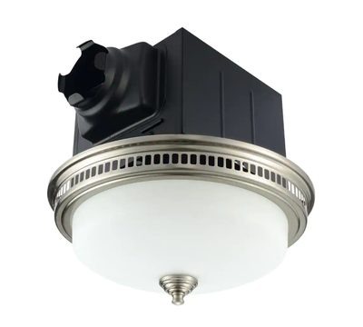 110 CFM Ceiling Bathroom Exhaust Fan with LED Light and Nightlight, Round Frosted Glass Cover Brushed Nickel Grille