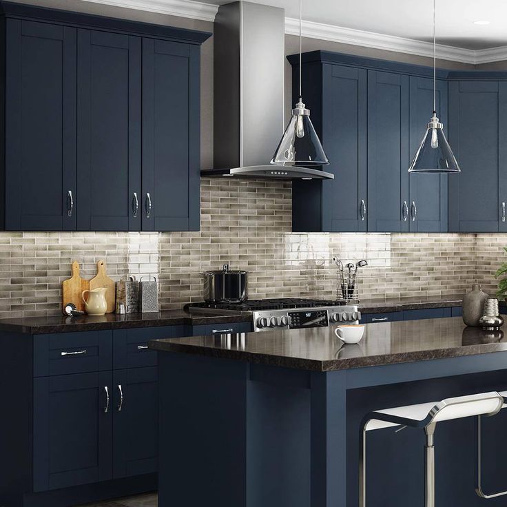 Home Decorators Collection Washington Vessel Blue Plywood Shaker Assembled Vanity Sink Base Kitchen Cabinet Sft Cls 30 in W x 24 in D x 34.5 in H