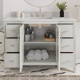Style Selections Alaia 48-in Muse Gray Undermount Single Sink Bathroom Vanity with White Engineered Stone Top