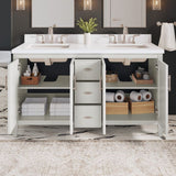Style Selections Alaia 60-in Muse Gray Undermount Double Sink Bathroom Vanity with White Engineered Stone Top