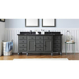 Heartside 72 in. W x 23 in. D Vanity in Dark Charcoal with Granite Vanity Top in Black with White Basin