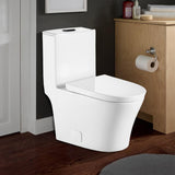 12 in. Rough-In 1-Piece 0.88/1.28 GPF Dual Flush Round Toilet in White, Seat Included - Super Arbor