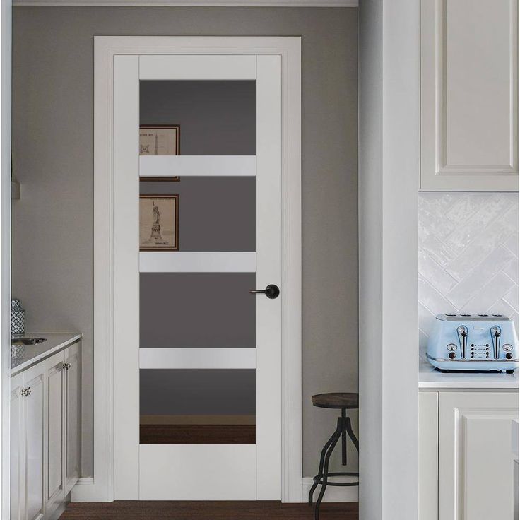 36 in. x 80 in. MODA Primed PMC1044 Solid Core Wood Interior Door Slab w/Clear Glass