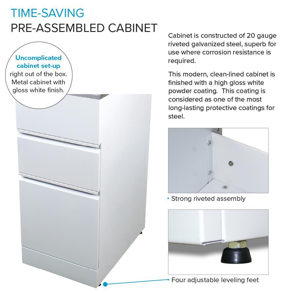 All-in-One 15.5 in. x 22.4 in. x 34.9 in. Metal Drop-In Laundry/Utility Sink and Cabinet in White - Super Arbor