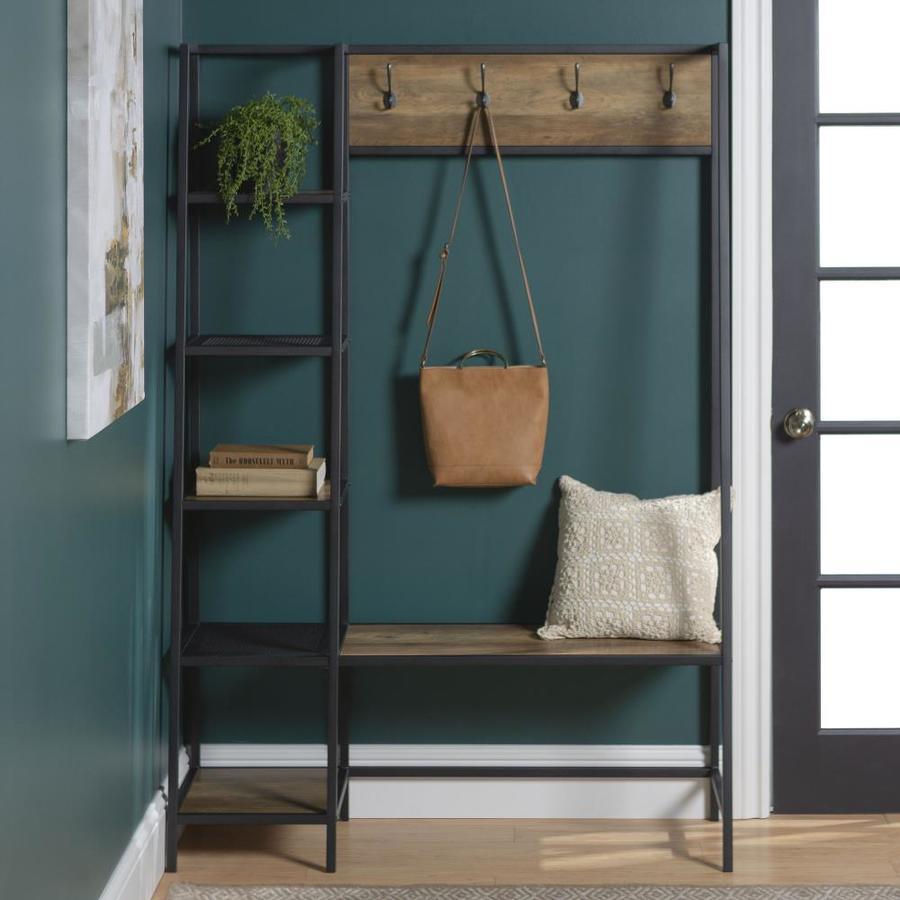 Walker Edison Industrial 46-in Reclaimed Barnwood Composite Hall Tree ...