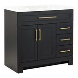 Style Selections Cauley 36-in Black Single Sink Bathroom Vanity with White Cultured Marble Top