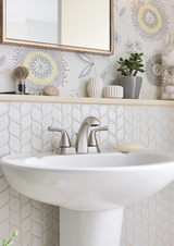 Moen Haber Spot Resist Brushed Nickel 2‑Handle 4‑in Centerset WaterSense Bathroom Sink Faucet with Drain