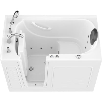 Safe Premier 52.3 in. x 60 in. x 30 in. Left Drain Walk-in Whirlpool Bathtub in White - Super Arbor