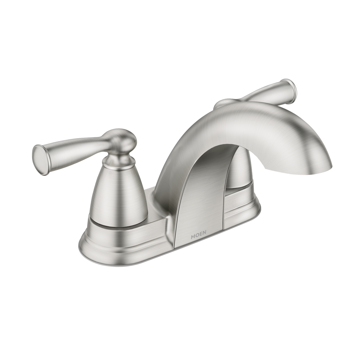 Moen Banbury 4 in. Centerset 2‑Handle Low‑Arc Bathroom Faucet, Spot Resist Brushed Nickel