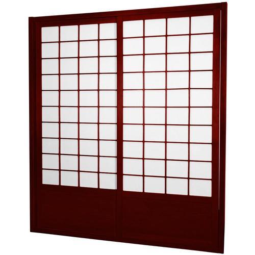 Red Lantern Oriental Furniture 72-in x 82-in Rosewood 2-Panel Square Prefinished Pine Wood Sliding Door (Hardware Included)