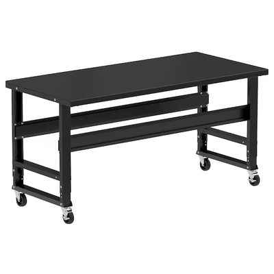 Borroughs 72-in L x 34.375-in H Rolling Powder Coated Finish Steel Adjustable Height Work Bench