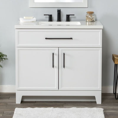 Style Selections Potter 36-in White Single Sink Bathroom Vanity with White Cultured Marble Top