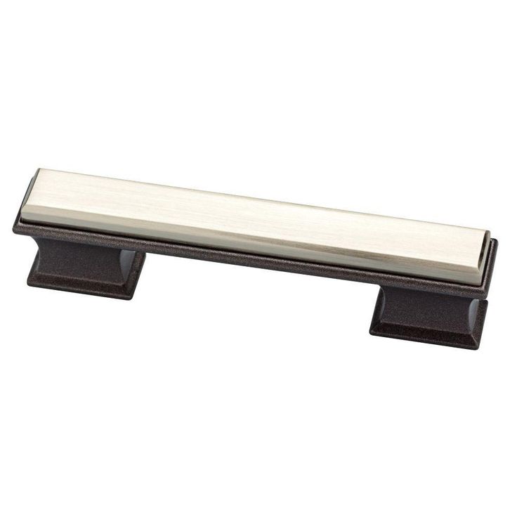 Luxe Square 3 or 3-3/4 in. (76 or 96 mm) Center-to-Center Cocoa Bronze and Satin Nickel Dual Mount Drawer Pull