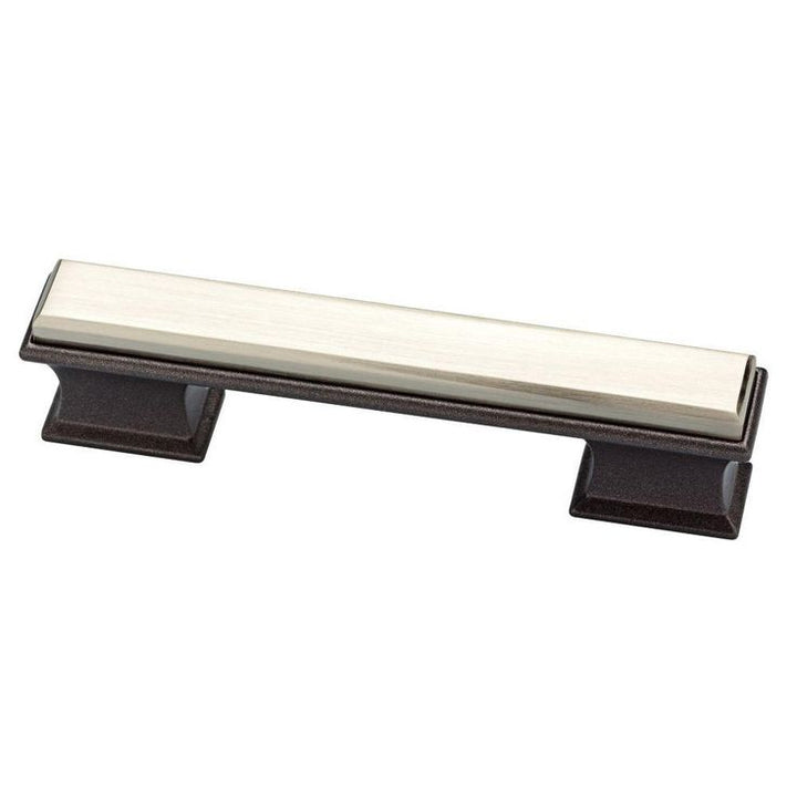 Luxe Square 3 or 3-3/4 in. (76 or 96 mm) Center-to-Center Cocoa Bronze and Satin Nickel Dual Mount Drawer Pull