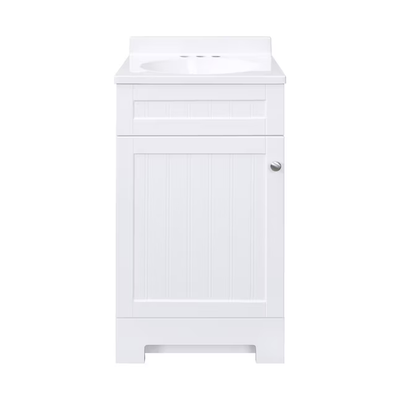 Style Selections Ellenbee 18-in White Single Sink Bathroom Vanity with White Cultured Marble Top