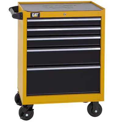 Caterpillar Portable Soft-Close 26-in W x 37-in H 5-Drawer Steel Rolling Tool Cabinet (Yellow)