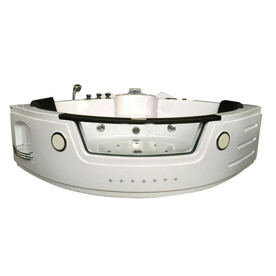 Angelica with Heater 55 in. Acrylic Center Drain Corner Alcove Whirlpool Bathtub in White - Super Arbor