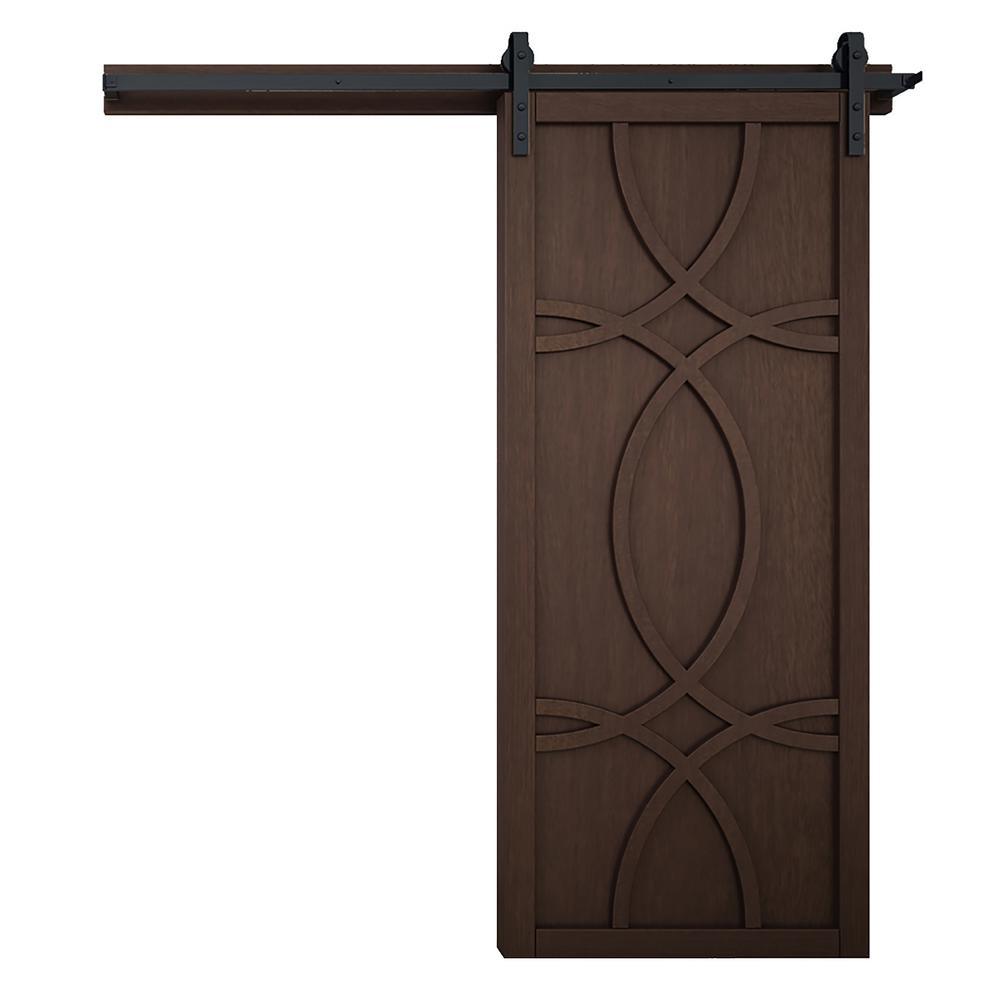 42 in. x 84 in. Hollywood Bright White Wood Sliding Barn Door with Hardware Kit - Super Arbor