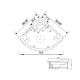 Majestic with Heater and Bluetooth 59 in. Acrylic Center Drain Corner Alcove Whirlpool Bathtub in Black - Super Arbor