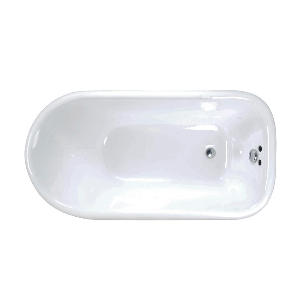Abbey 48 in. Cast Iron Roll Top Clawfoot Non-Whirlpool Bathtub in White with Faucet Holes and Polished Chrome Feet - Super Arbor