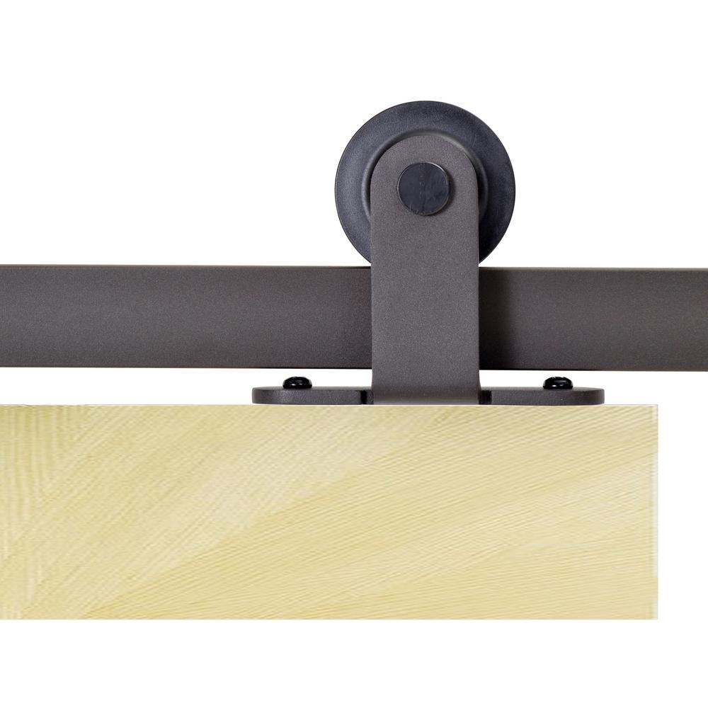 Top Mount 72 in. Matte Black Barn Style Sliding Door Track and Hardware Set - Super Arbor