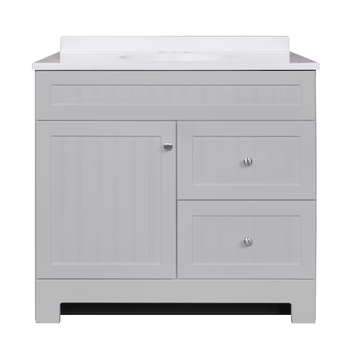 Style Selections Ellenbee 36-in Gray Single Sink Bathroom Vanity with White Cultured Marble Top