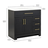 Style Selections Cauley 36-in Black Single Sink Bathroom Vanity with White Cultured Marble Top