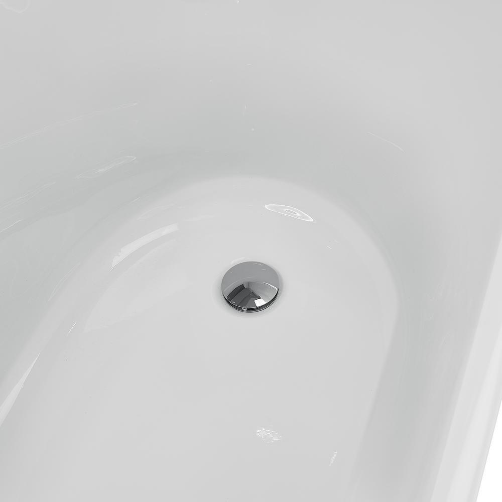 Clawfoot Bathtub - 69 in. Glossy White Acrylic Bathtub - Modern Flat Bottom Stand Alone Tub - Luxurious SPA Tub - Super Arbor
