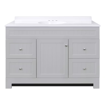 Style Selections Ellenbee 48-in Gray Single Sink Bathroom Vanity with White Cultured Marble Top