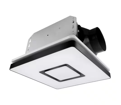 1390N2 Series Decorative Black Fan Speed 90 CFM Ceiling Bathroom Exhaust Fan with 18-Watt Dimmable 3CCT LED Light Square