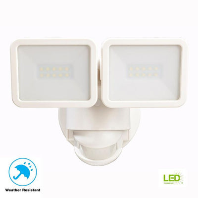 Defiant 180° White Motion Activated Outdoor Integrated LED Flood Light Twin Head