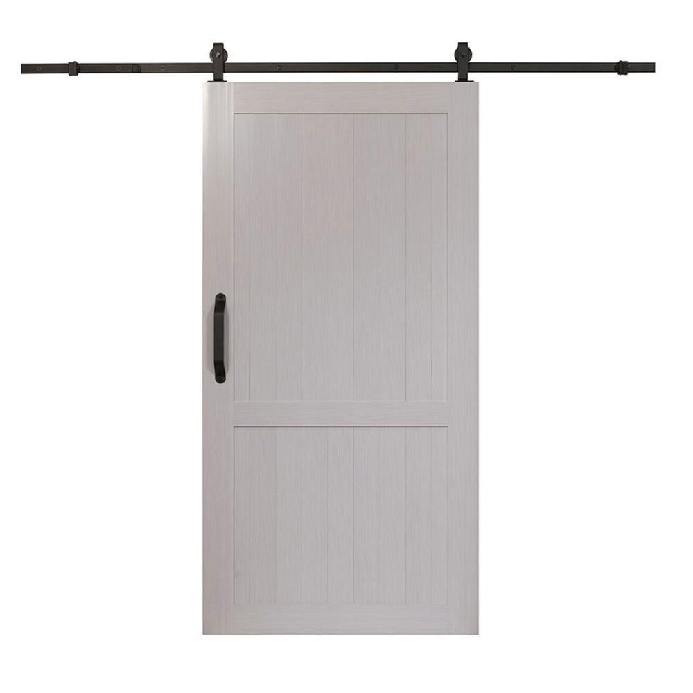 36 in. x 84 in. Millbrooke White H Style Ready to Assemble PVC Vinyl Sliding Barn Door with Hardware Kit - Super Arbor